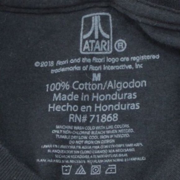 Retro Atari Black T-Shirt Medium Mens 100% Cotton Checkered Logo Graphic Tee - Picture 3 of 5